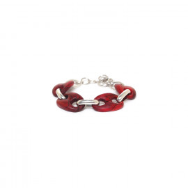 bracelet bois & chaine rouge "Kaffe" - Nature Bijoux