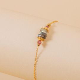 Bracelet chaine "Indira" Labradorite Tourmaline - Rosekafé