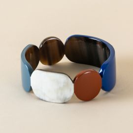 Totem black horn and lacquered blue bracelet - L'Indochineur