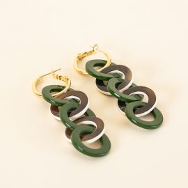 Beige and khaki 5-ring earrings - L'Indochineur