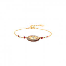 bracelet ajustable médaillon Nacre insertion métal doré à l'or fin "Selena" - Franck Herval