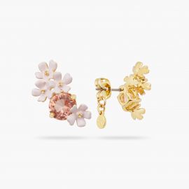 Boucles d'oreilles tiges fleur de verveine et pierre ronde Bal de printemps - Les Néréides