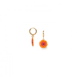 Boucles d'oreilles petites créoles Gerbera orange "Ruby" - Franck Herval