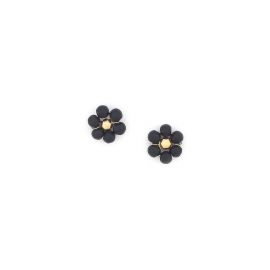 FLORES boucles d'oreilles puces fleur (noir) - Olivolga Bijoux