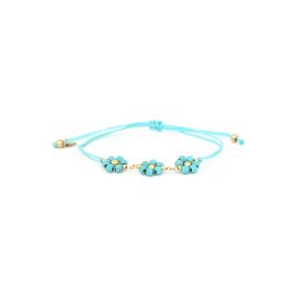 FLORES macramé bracelet 3 flowers (turquoise) - Olivolga Bijoux
