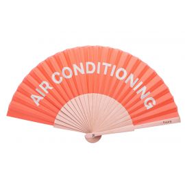 orange "AIR CONDITIONNING" hand fan - Fisura