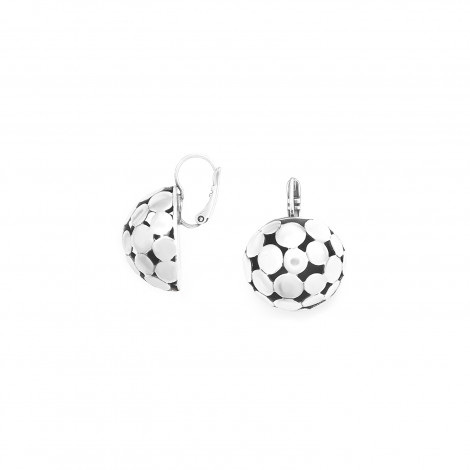 Half ball french hook earrings (silvered) "Disco"