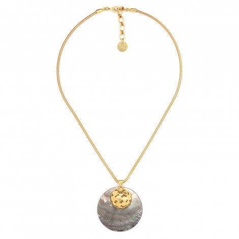 Black lip pendant necklace (golden) "Disco"
