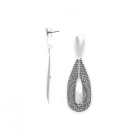 Post earrings with drop top (silvered) "Miyako" - Ori Tao