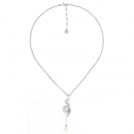 Snake pendant necklace (silvered) "Venin"