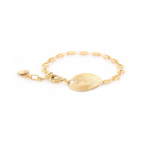 Bracelet ajustable pampille feuille (doré) "Palmspring"