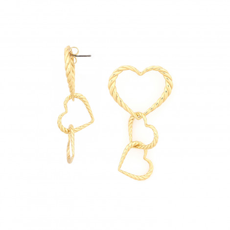 3 hearts post earrings (golden) "Merida"