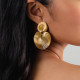 Gypsy post earrings with 2 leaves (golden) "Palmspring" - Ori Tao